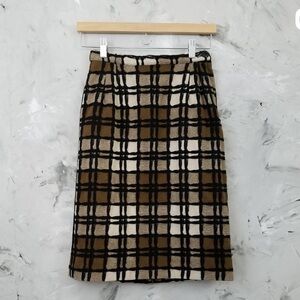 COUNTRY SET 60's Vintage Brown Plaid Wool Skirt